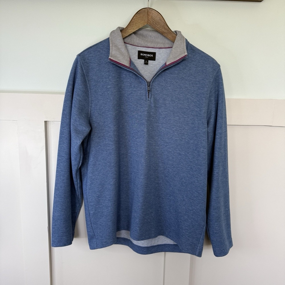 Bonobos Daily Grind Half Zip Pullover MEDIUM Blue Career Golf Preppy Office